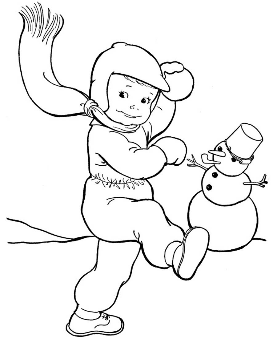 Раскраска Снеговик Раскраска Снеговик