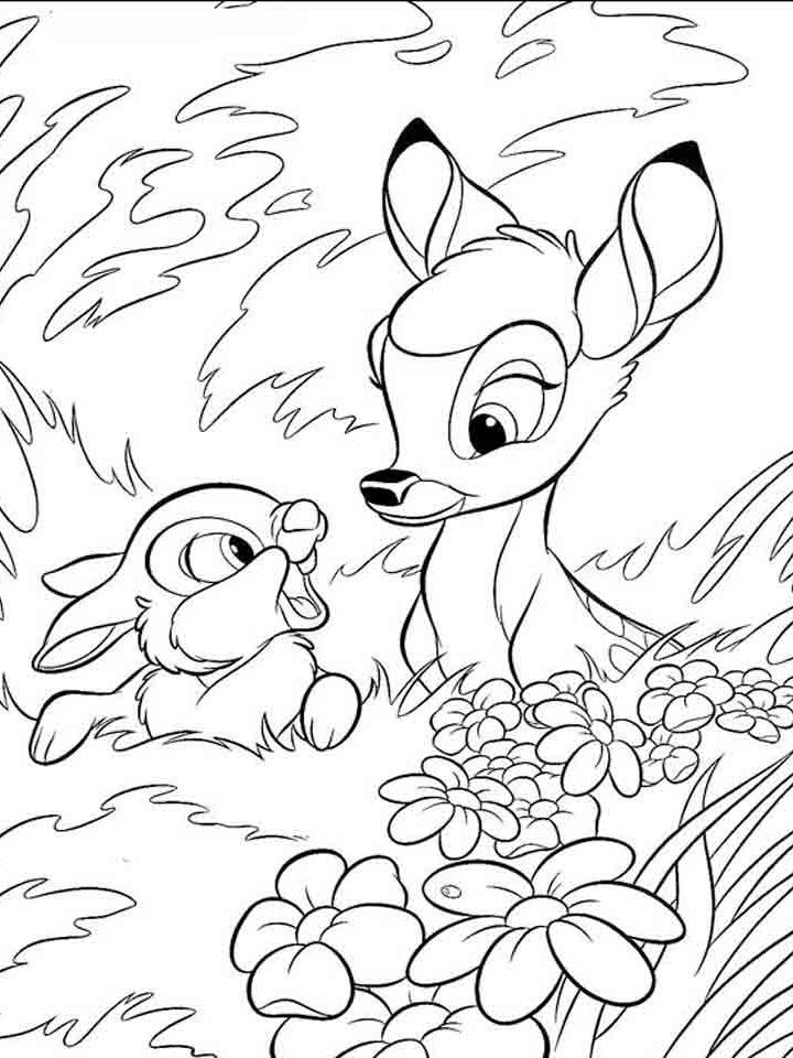 Раскраска из мультфильма Бэмби Раскраска из мультфильма Бэмби