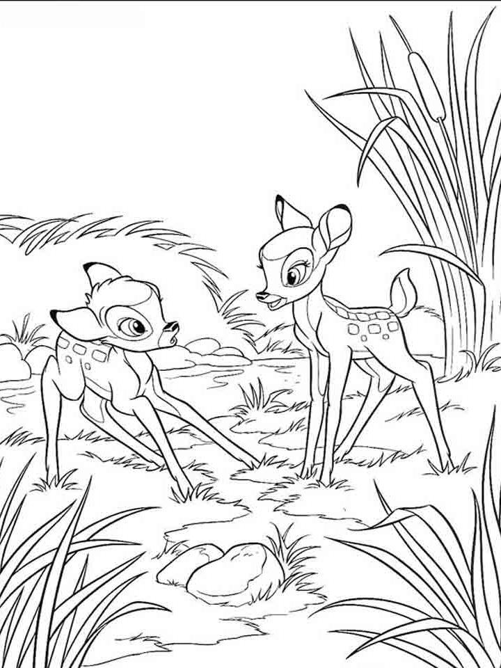 Раскраска из мультфильма Бэмби Раскраска из мультфильма Бэмби